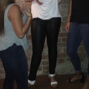 Black faux leather pants